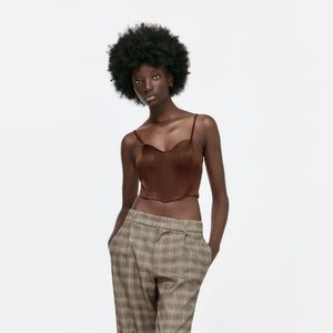 Zara dark brown crop top